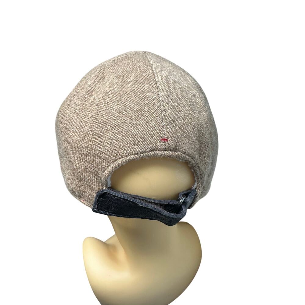 Quince 100% Cashmere Baseball Cap M/L Tan Brown Sherpa Lined Adjustable Hat - Picture 4 of 9